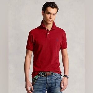POLO RALPH LAUREN 100% Cotton 
CUSTOM SLIM FIT MESH POLO WINE RED SHIRT